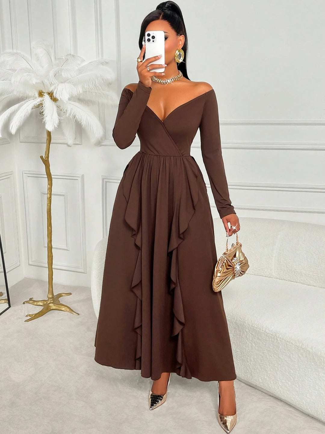Rochie maxi SHEIN, maro