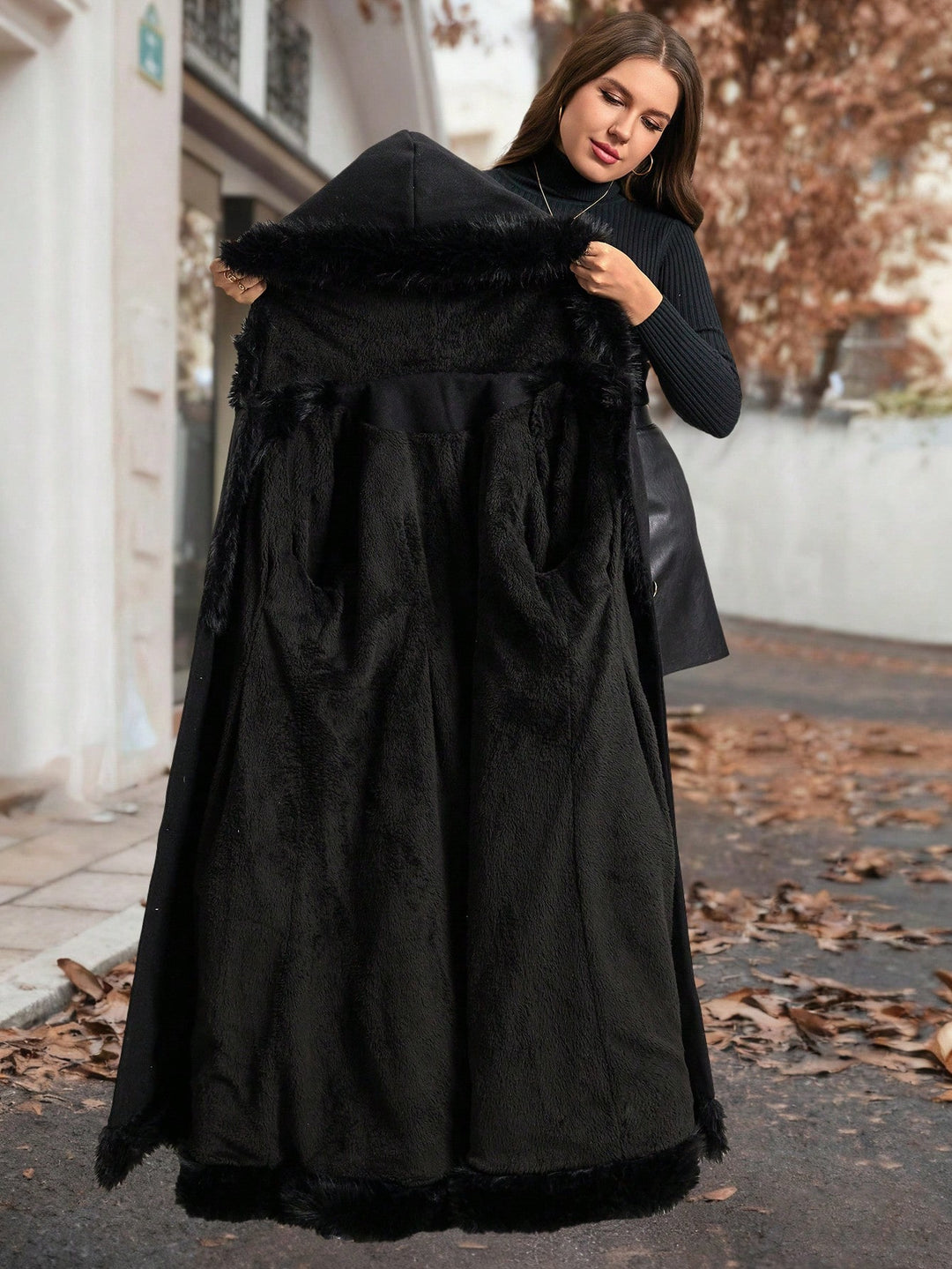 Palton lung SHEIN, negru
