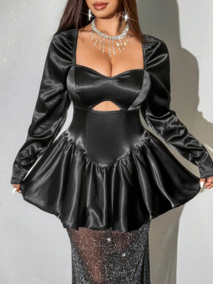Shein Curve+ maxi ruha, fekete