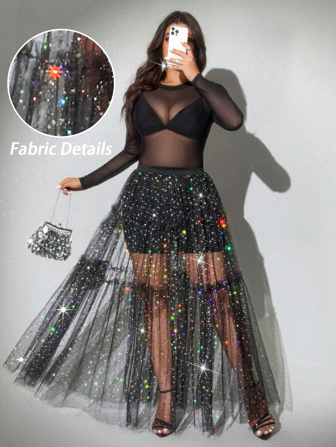 SHEIN maxi szoknya, fekete