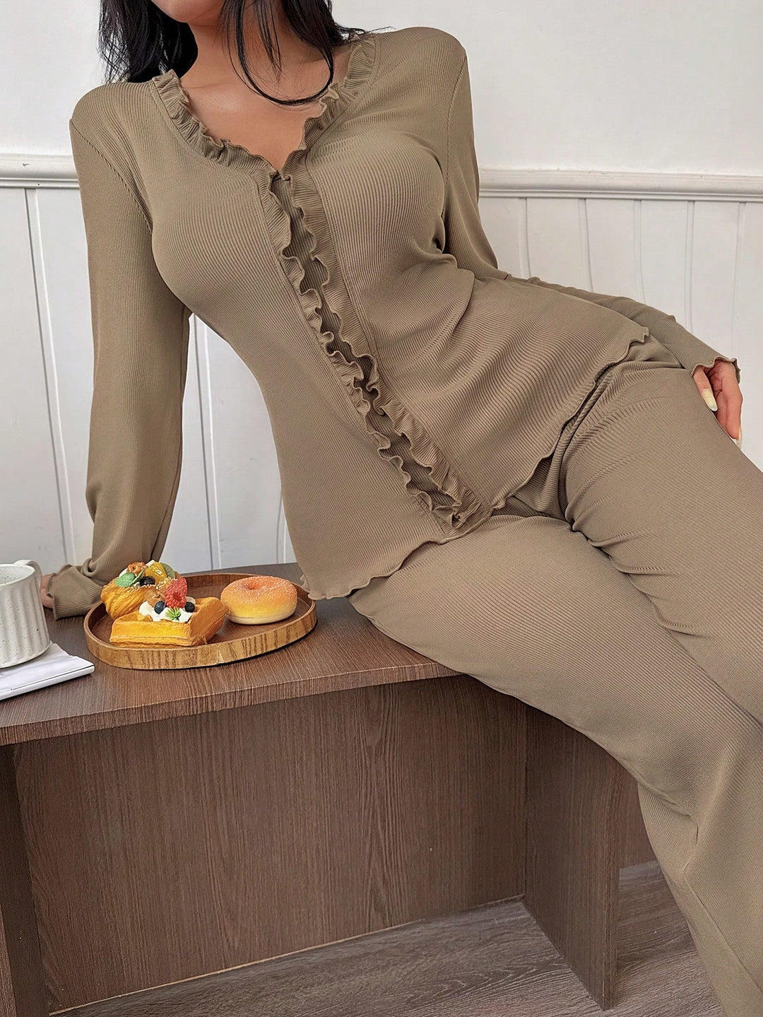 Set pijamale SHEIN, maro