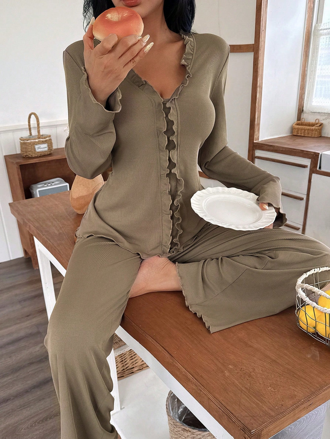 Set pijamale SHEIN, maro