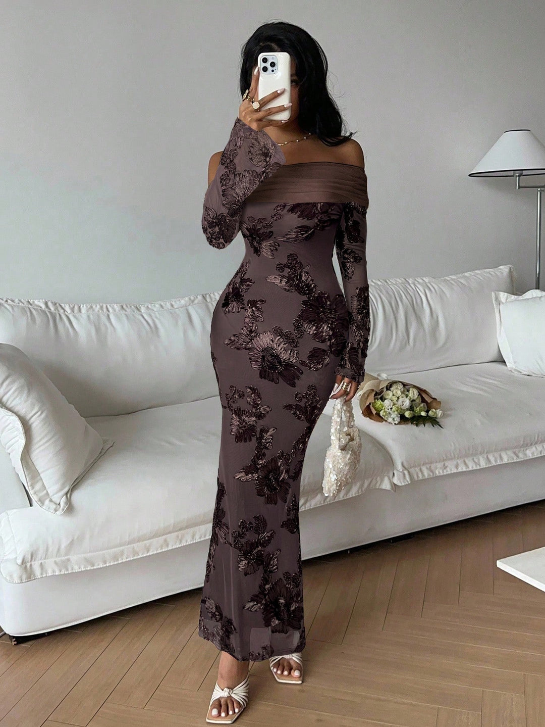Rochie midi SHEIN, maro