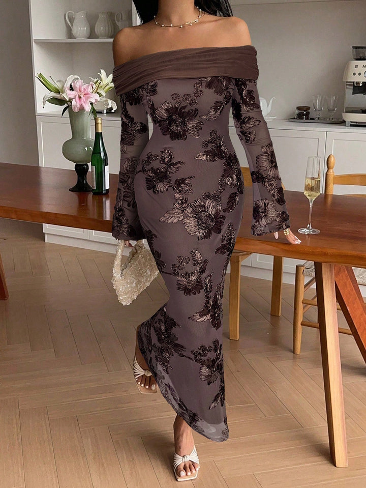 Rochie midi SHEIN, maro