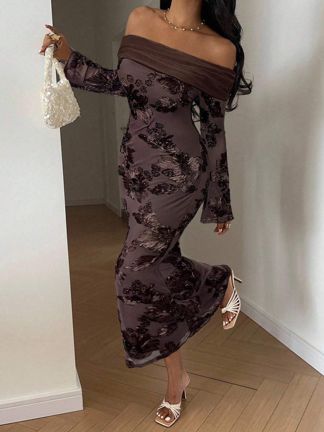 Rochie midi SHEIN, maro