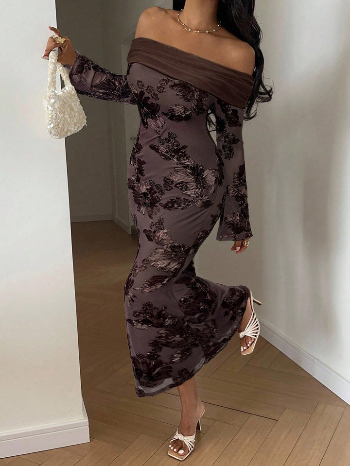 Rochie midi SHEIN, maro