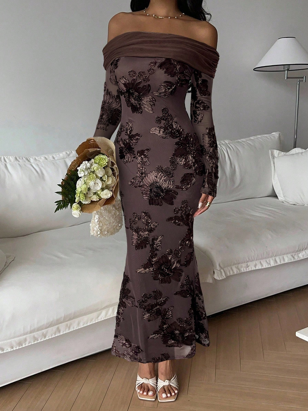 Rochie midi SHEIN, maro