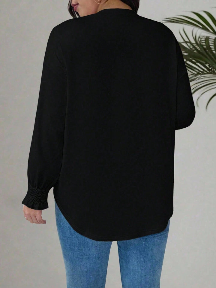 Shein Curve+ blúz, fekete