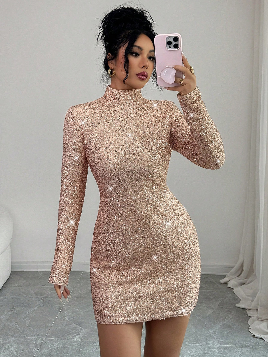Rochie scurtă SHEIN, auriu