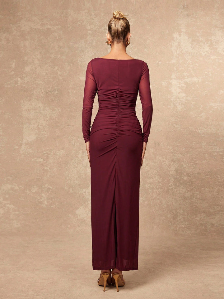 SHEIN bordó maxi ruha