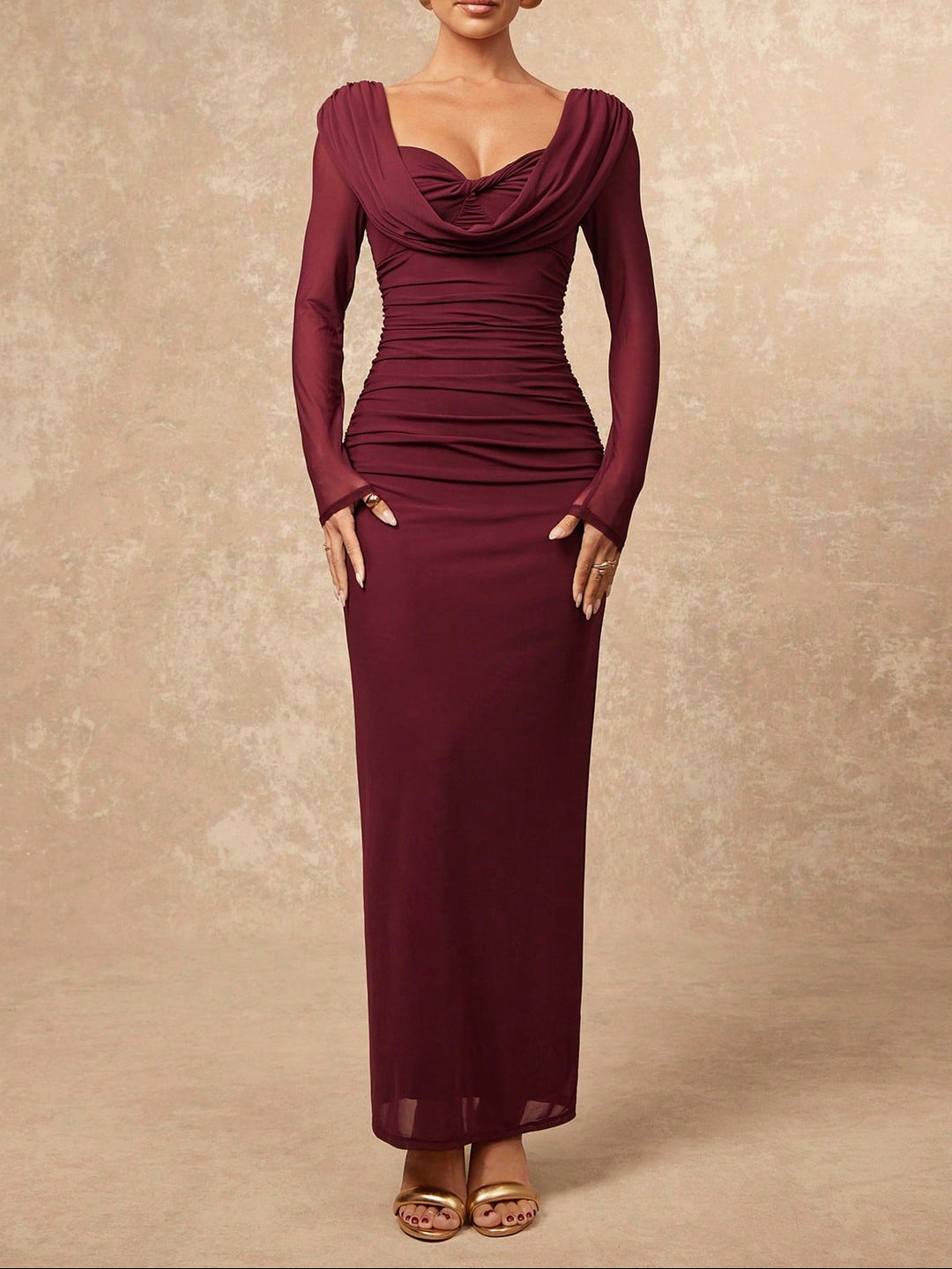 SHEIN bordó maxi ruha