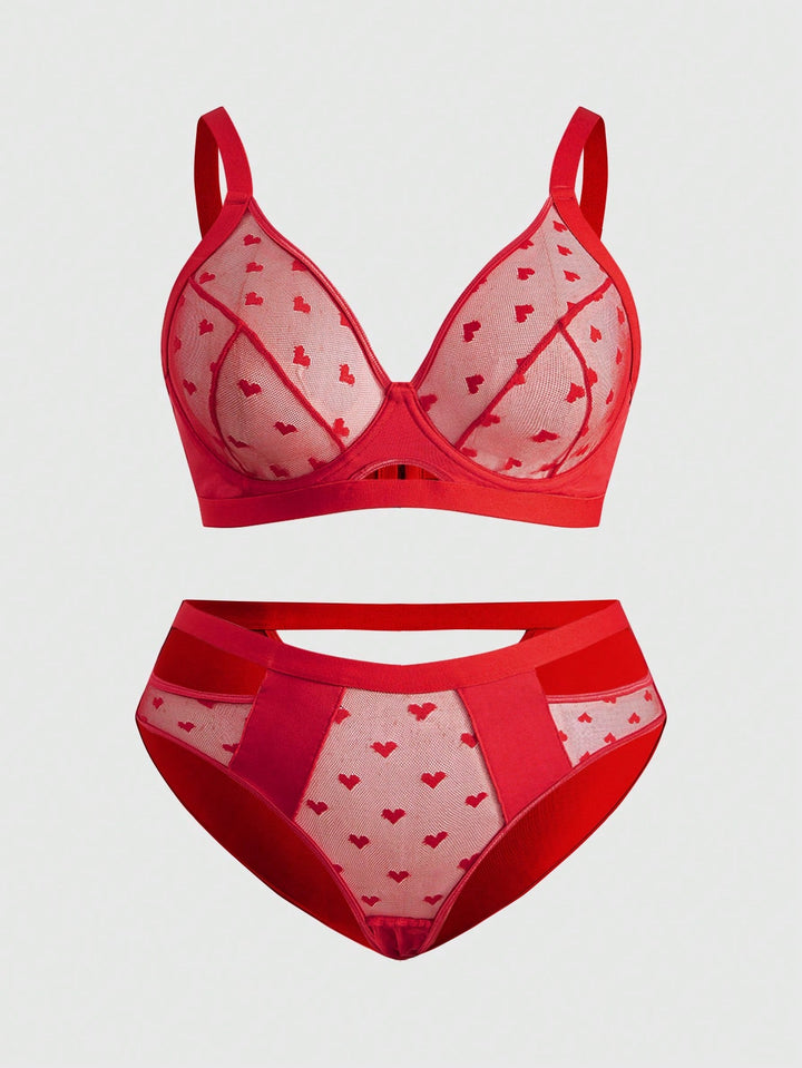 SHEIN piros melltartó és bugyi szett