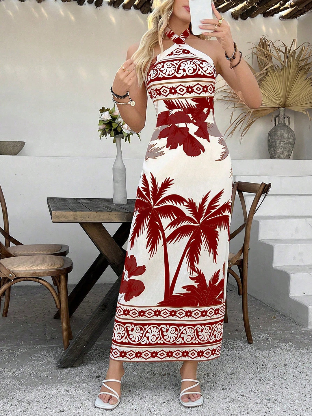 SHEIN maxi ruha, piros