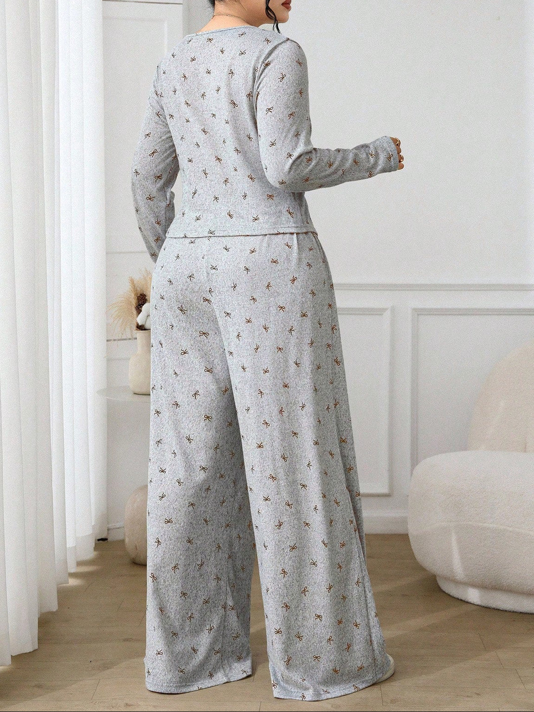 Shein Curve+ pizsama szett, szürke