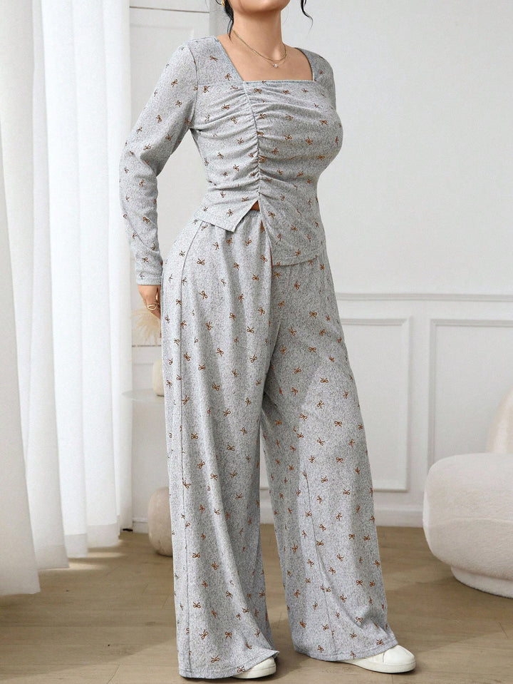 Shein Curve+ pizsama szett, szürke