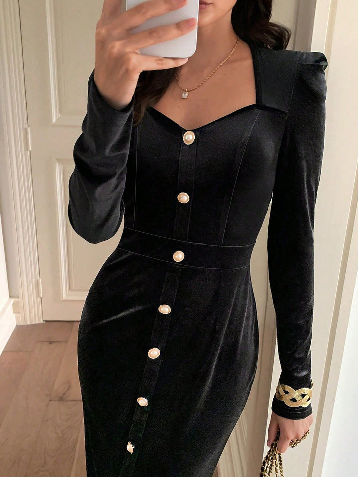 SHEIN maxi ruha, fekete