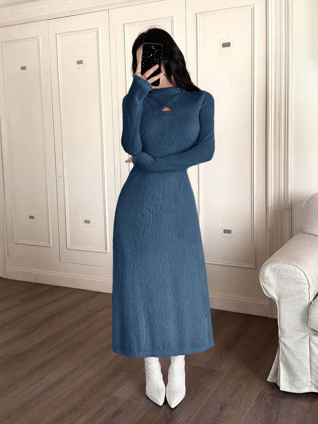 Rochie midi SHEIN, albastru