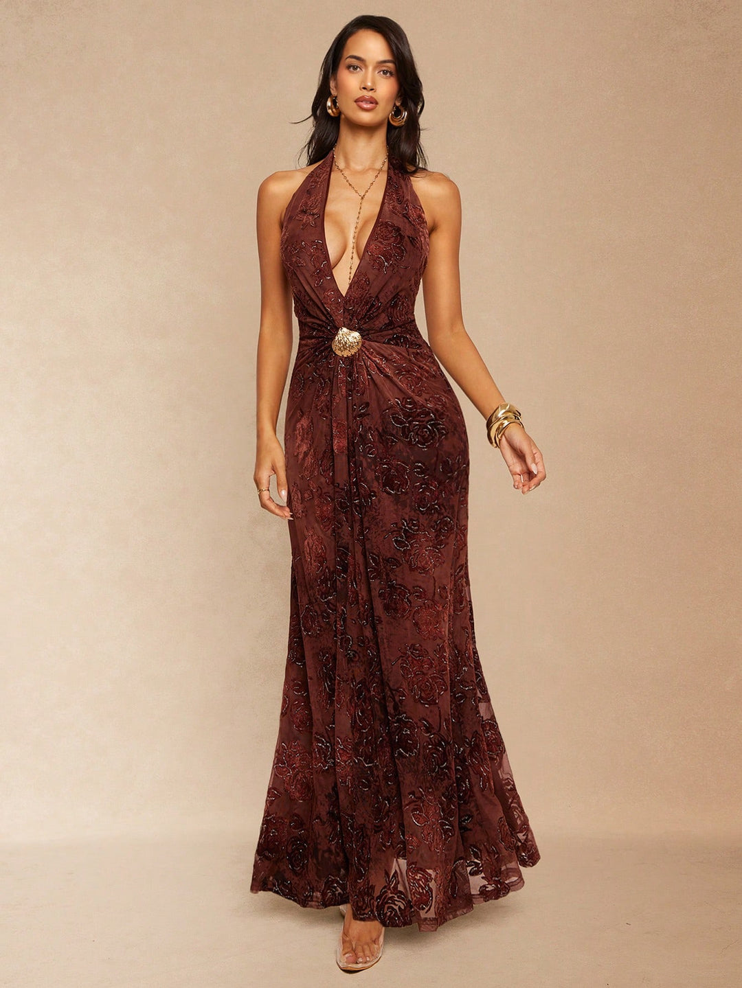 Rochie maxi SHEIN, maro