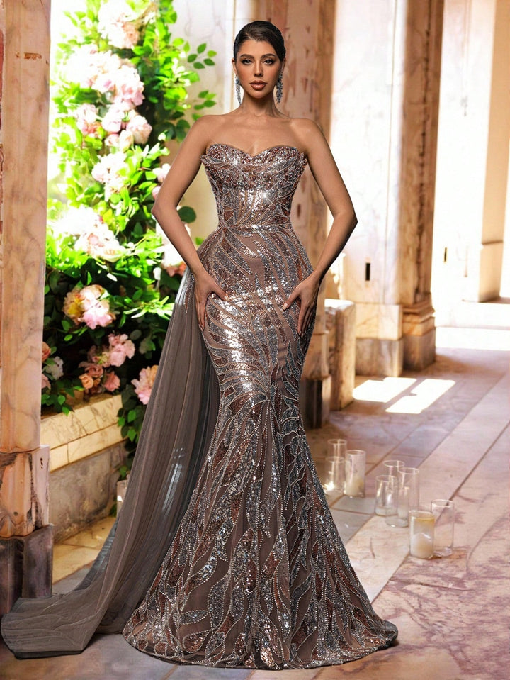 Rochie de ocazie SHEIN, maro
