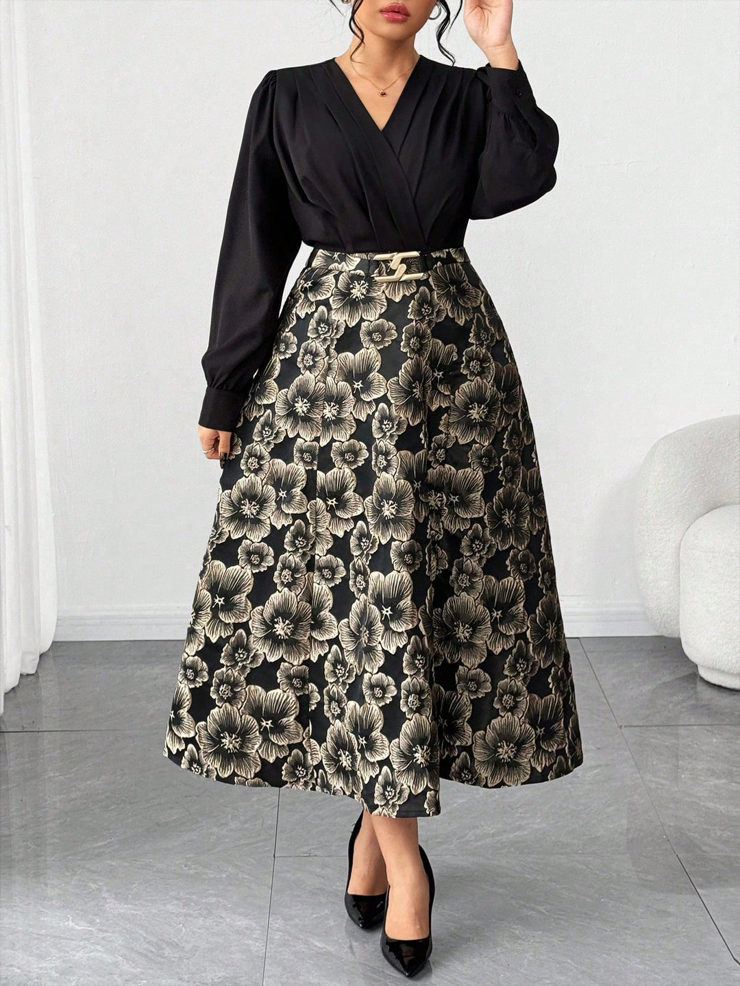 Rochie midi Shein Curve+, mix culori