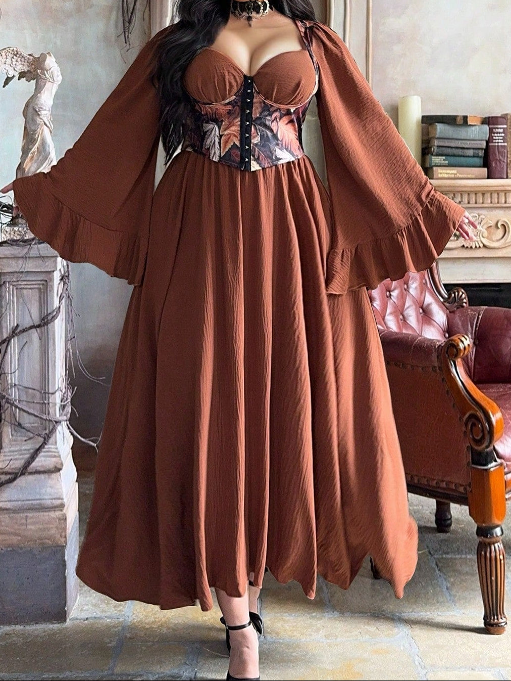 SHEIN maxi ruha, barna