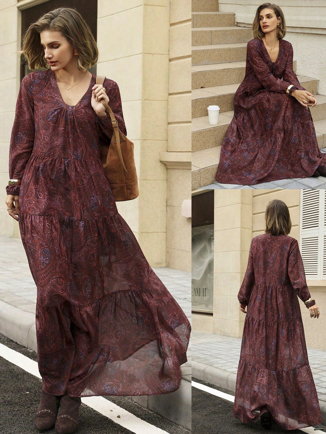 Rochie maxi SHEIN, maro
