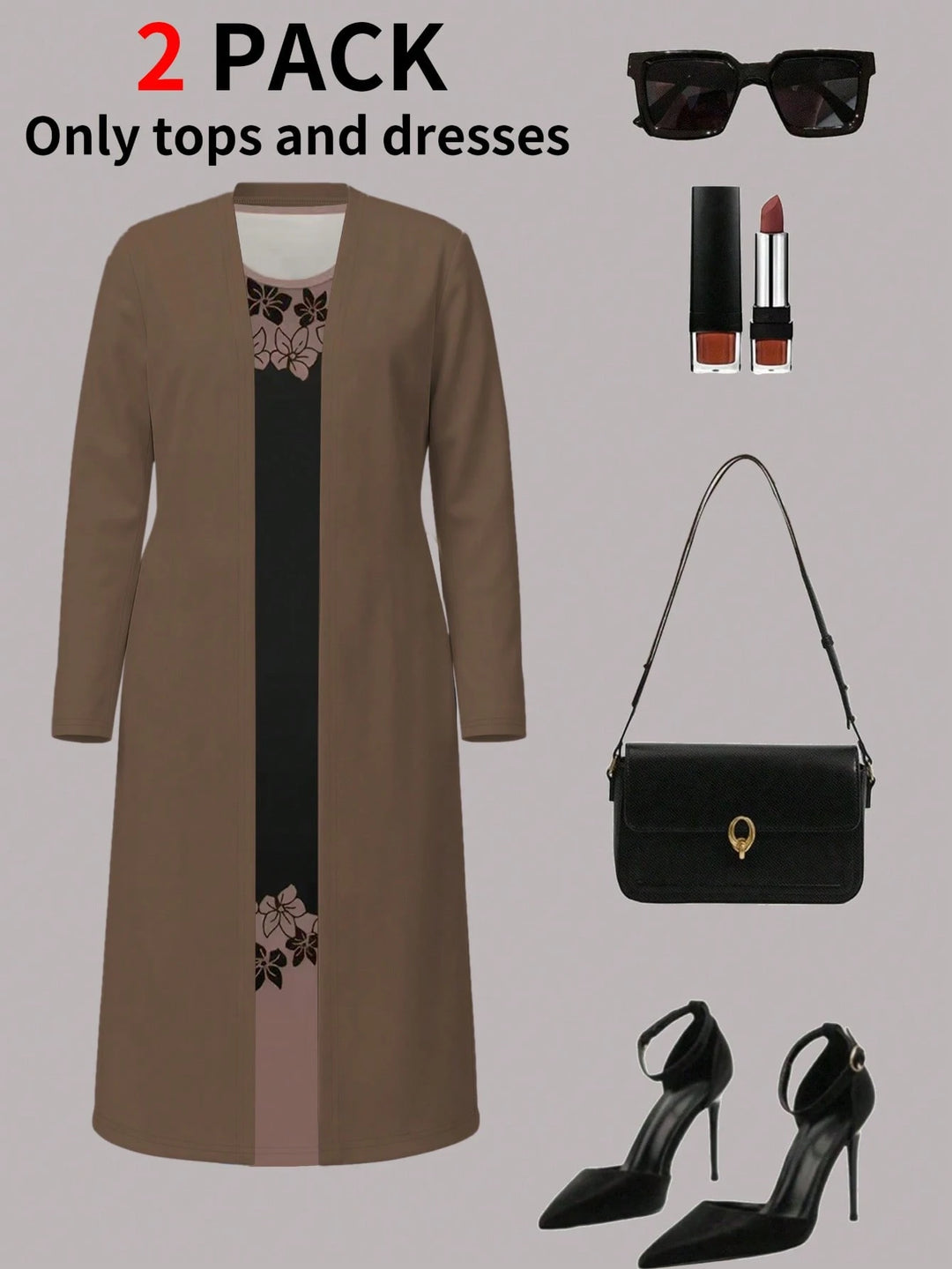 Set rochie și cardigan SHEIN, mix culori