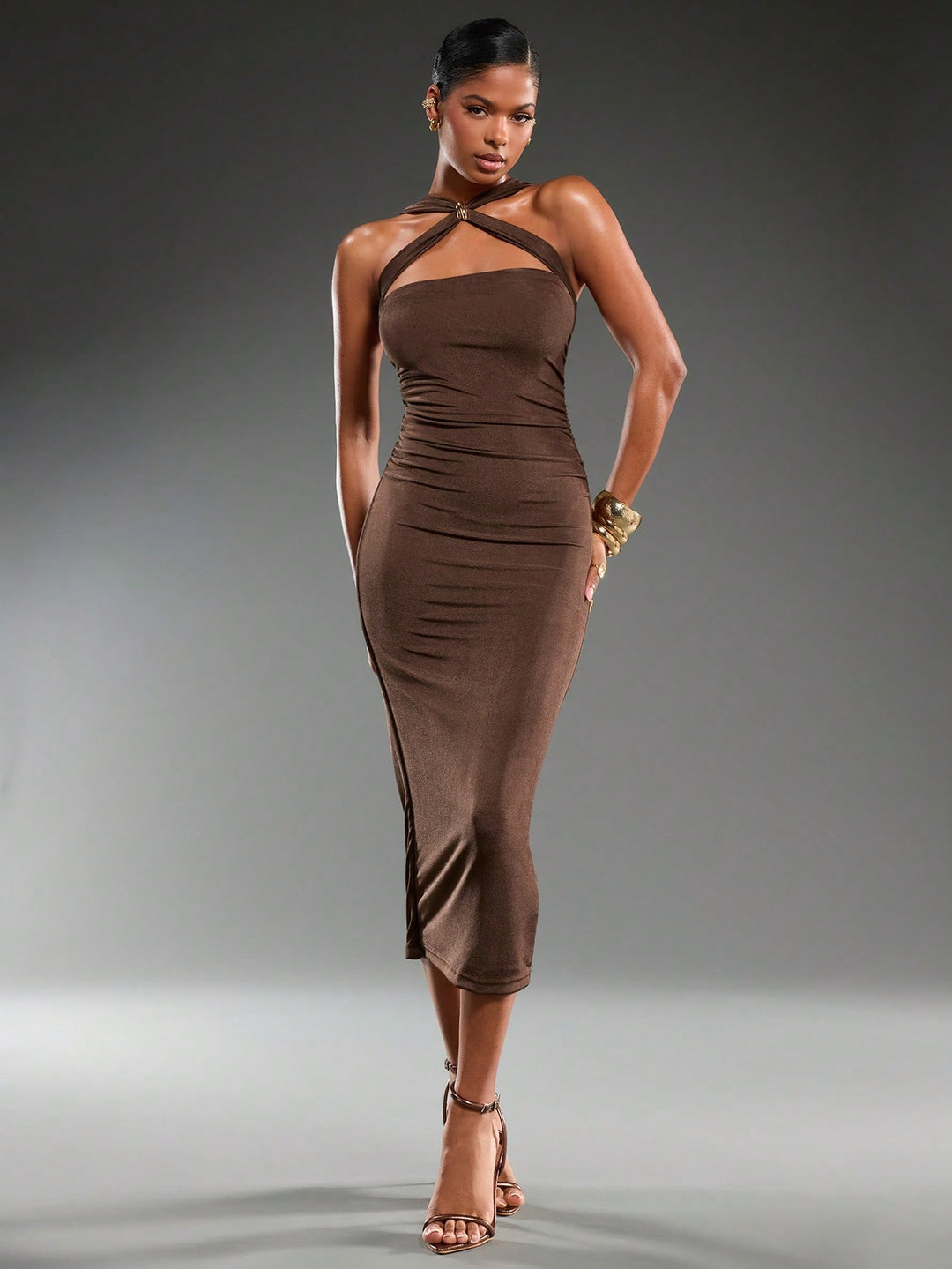 Rochie midi SHEIN, maro