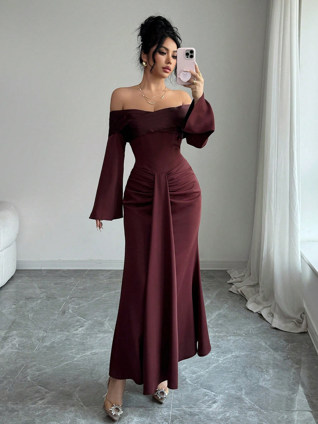 Rochie midi SHEIN, maro