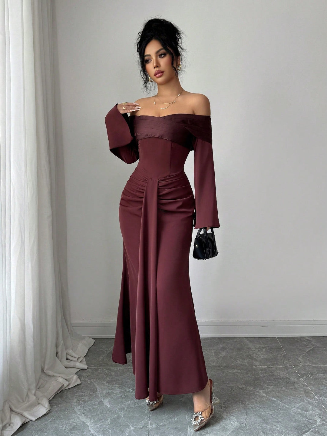 Rochie midi SHEIN, maro
