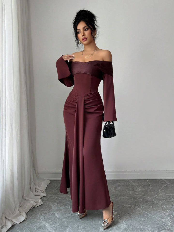 Rochie midi SHEIN, maro