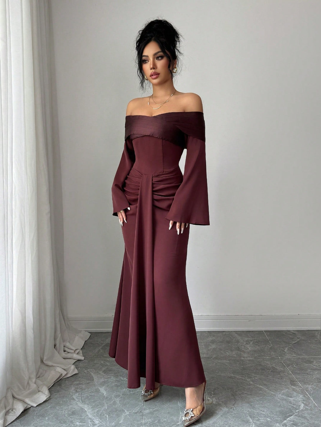 Rochie midi SHEIN, maro