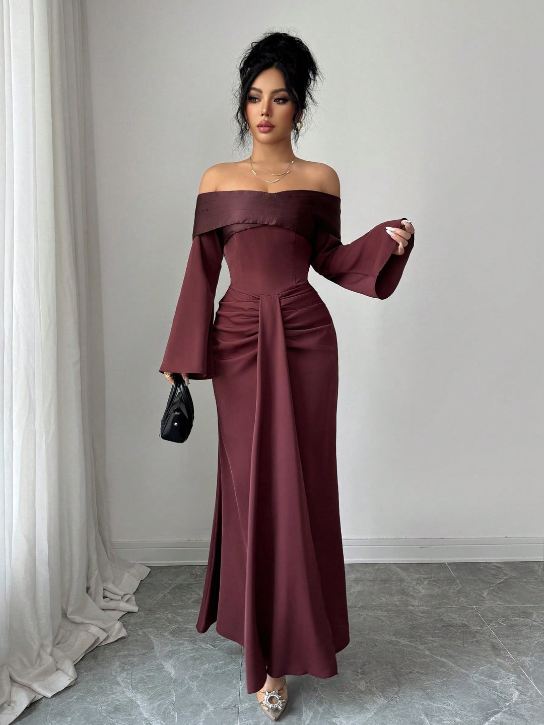 Rochie midi SHEIN, maro