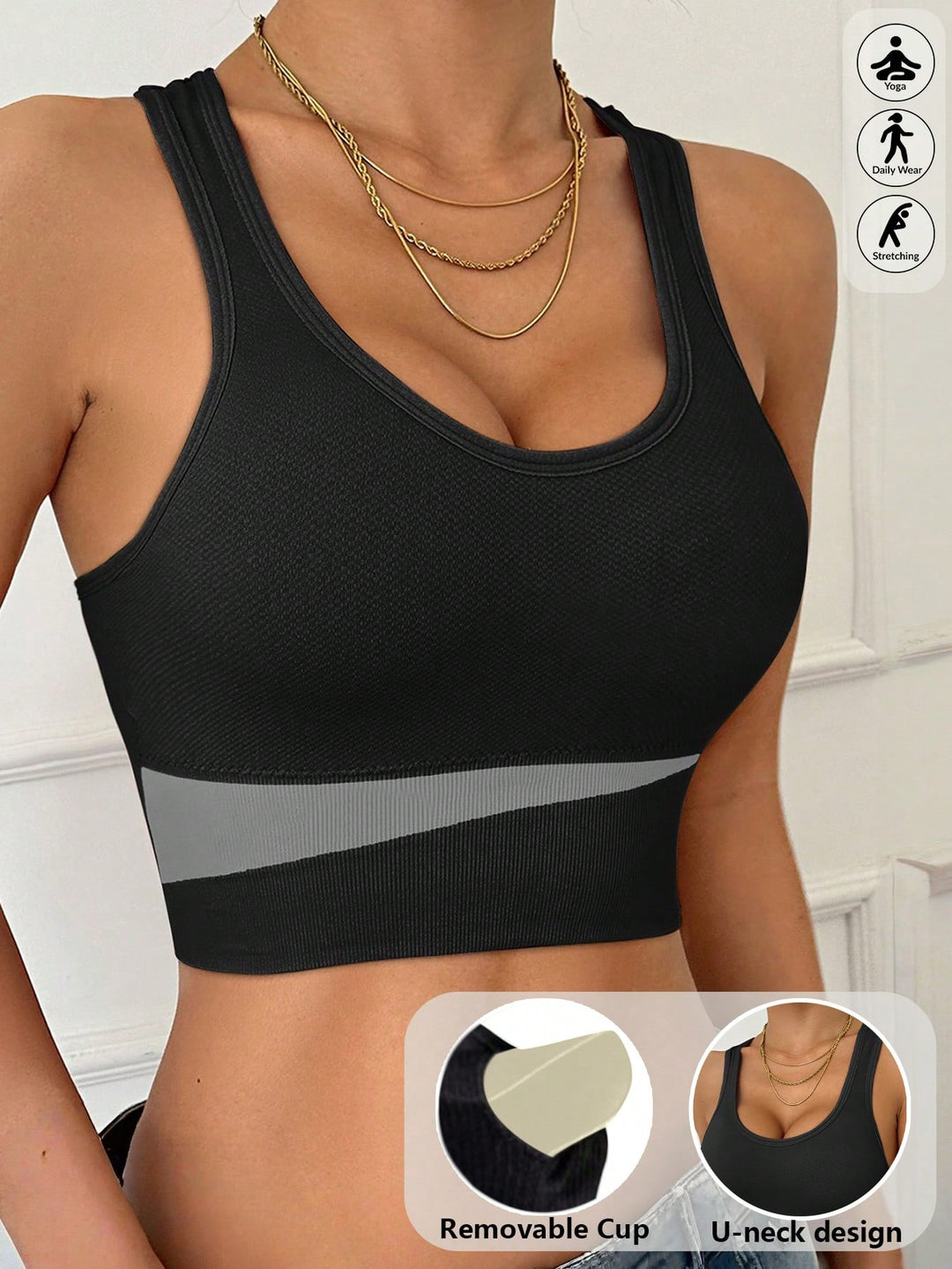 Bustieră sport SHEIN, negru