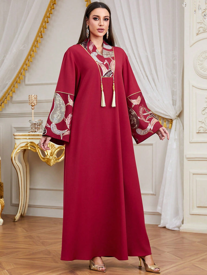 Set caftan și jalabiya SHEIN, roșu