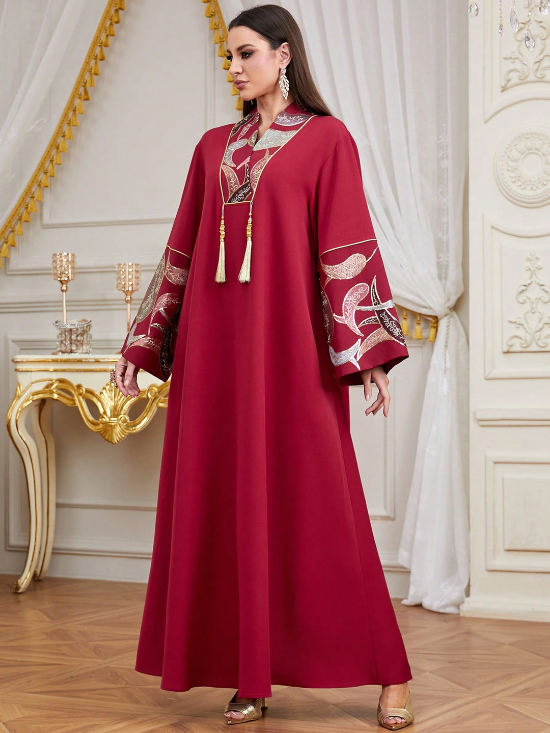 Set caftan și jalabiya SHEIN, roșu