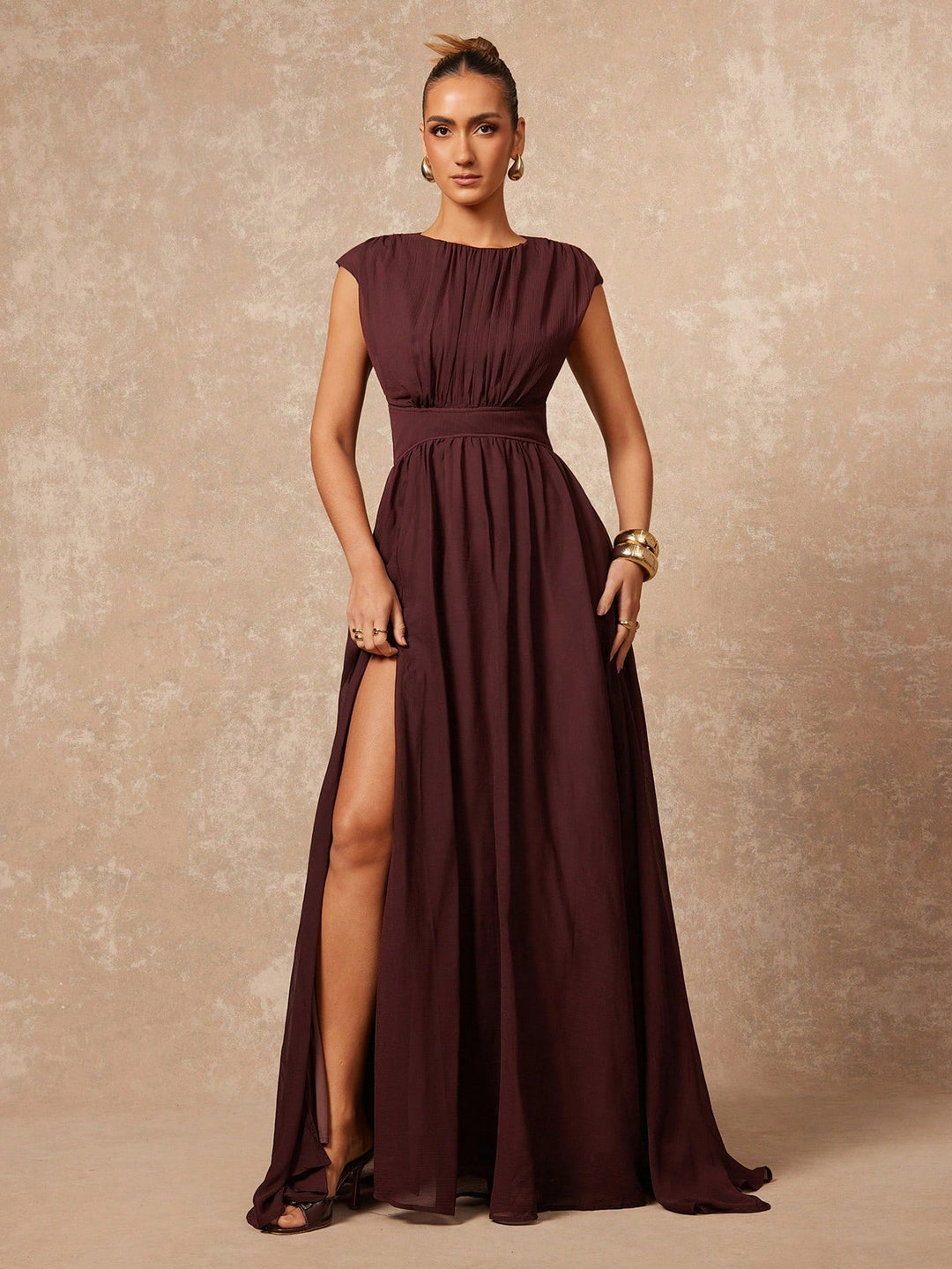 Rochie maxi SHEIN, maro