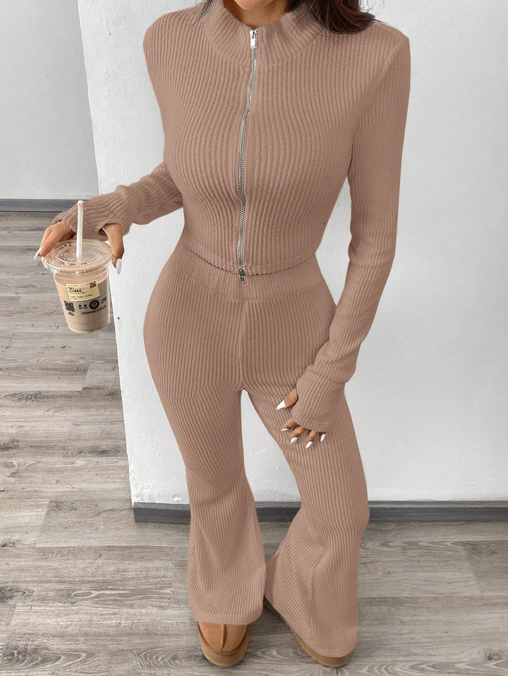 Set de cardigan cu pantaloni SHEIN, kaki