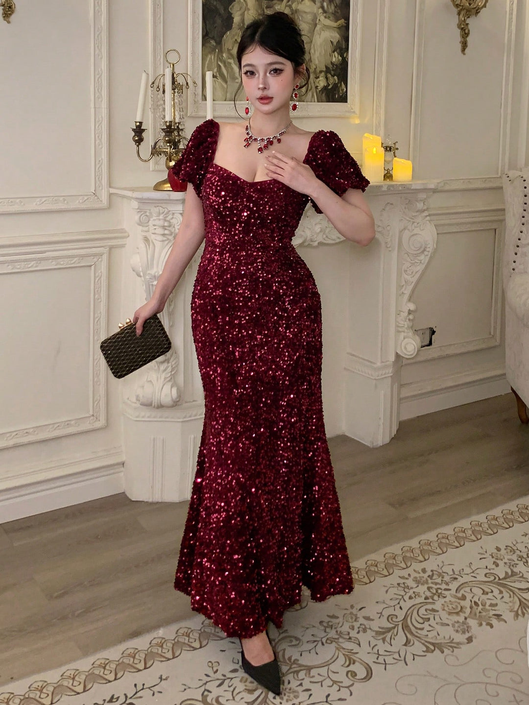 Rochie maxi SHEIN, vișiniu