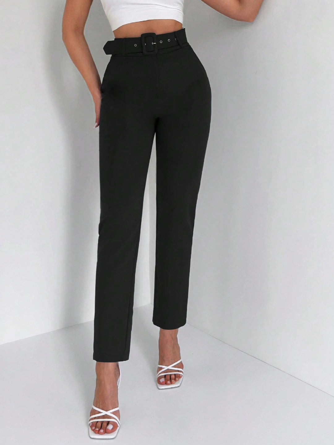 Pantalon de costum SHEIN, negru
