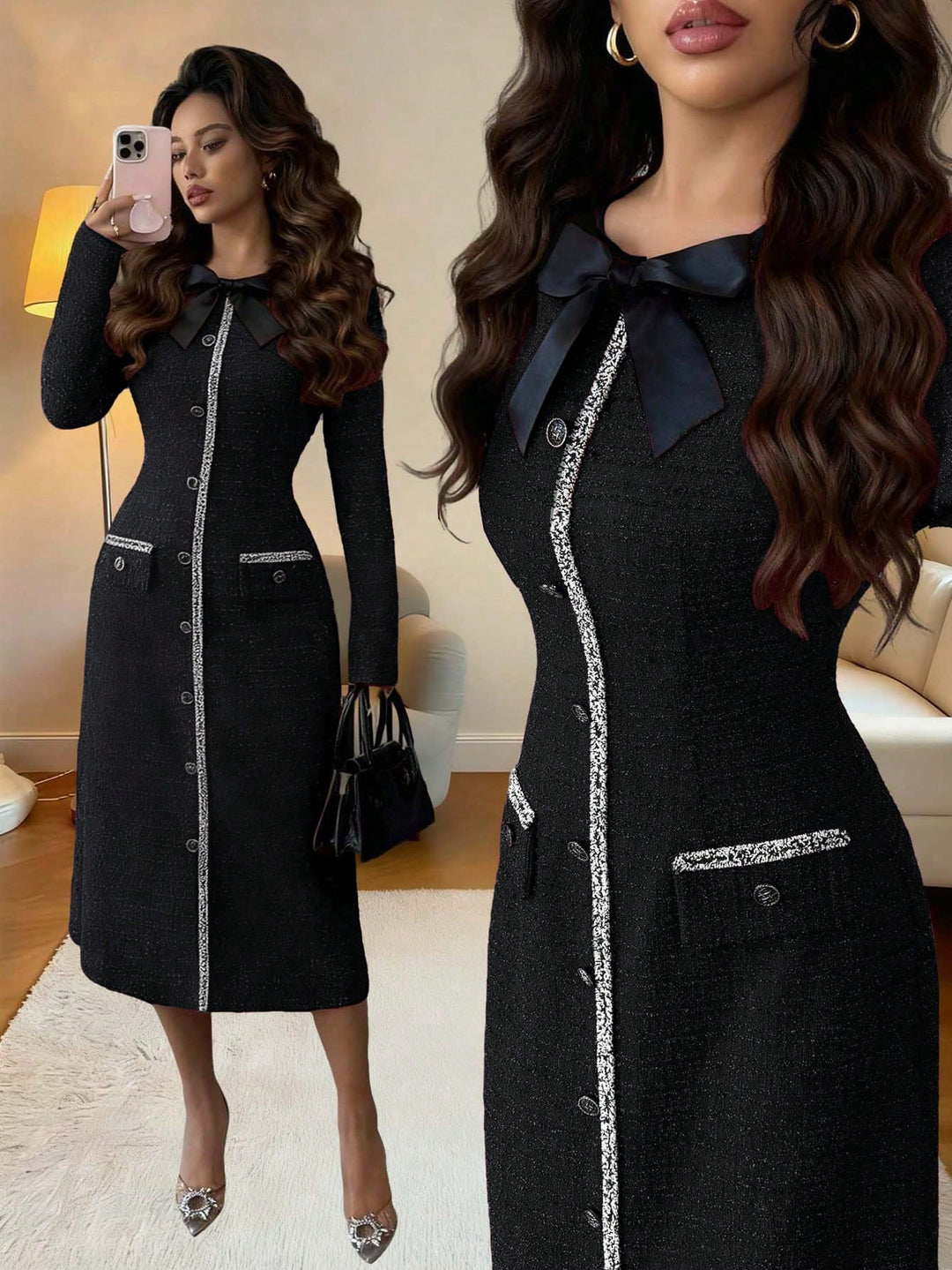 Rochie midi SHEIN, negru