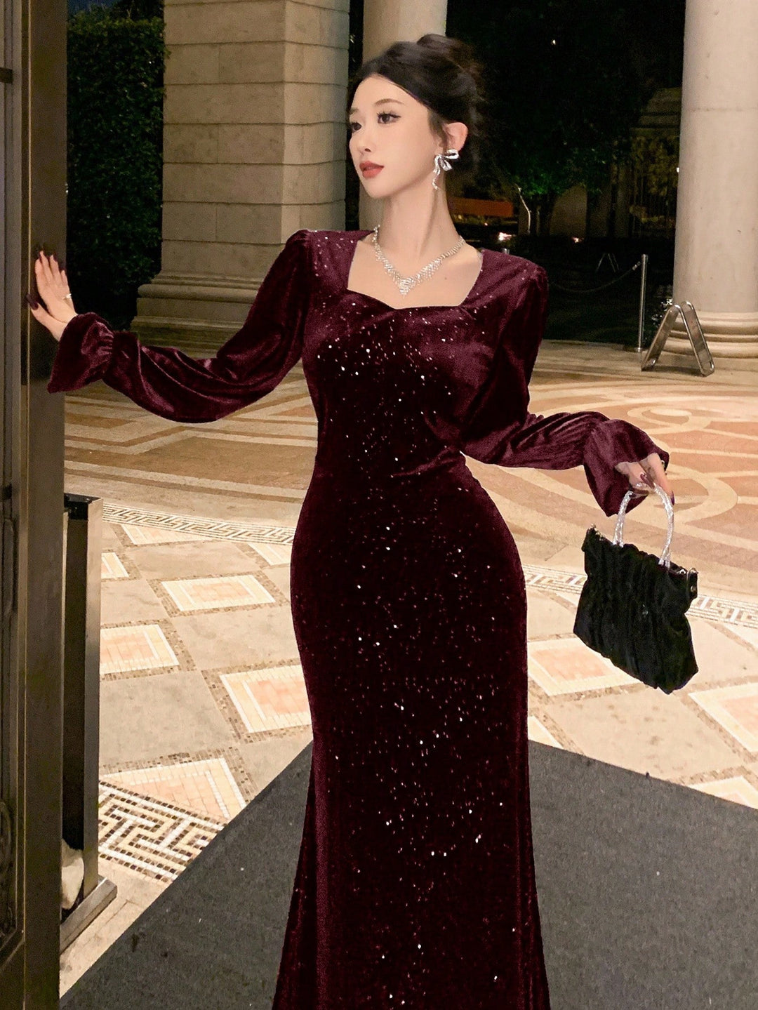 Rochie midi SHEIN, vișiniu