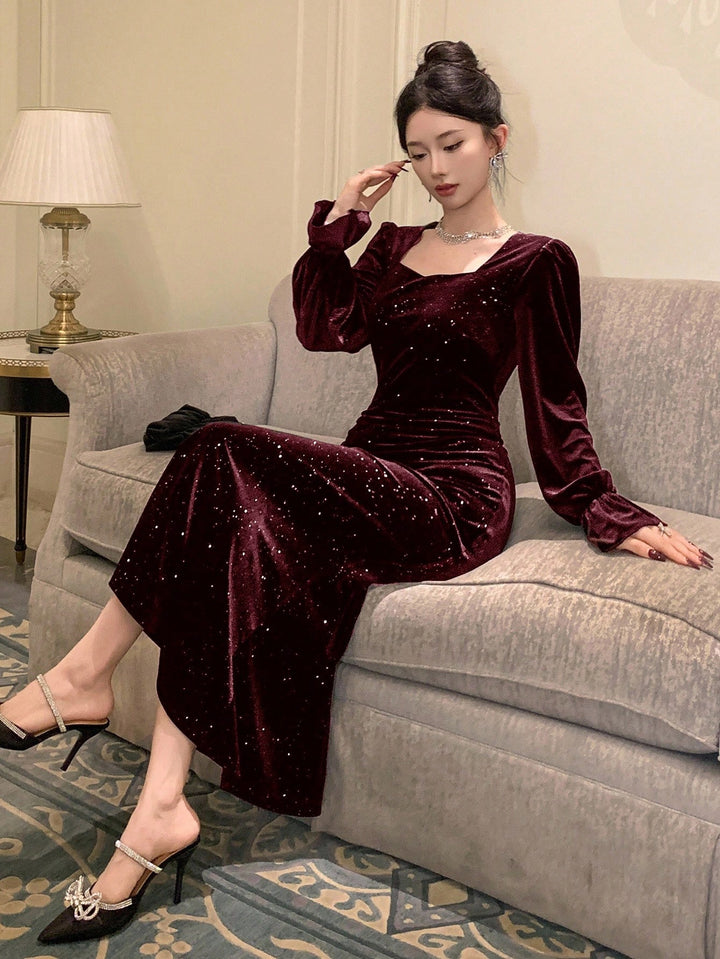 Rochie midi SHEIN, vișiniu