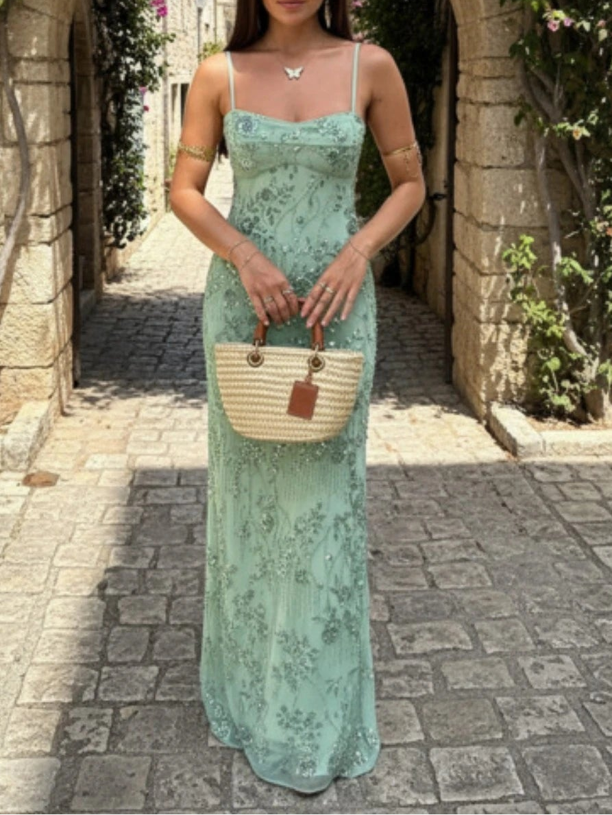 Shein maxi ruha, zöld