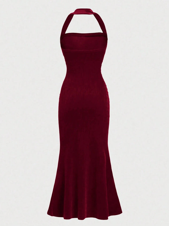 SHEIN bordó maxi ruha