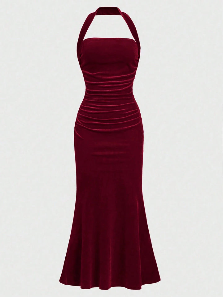 SHEIN bordó maxi ruha