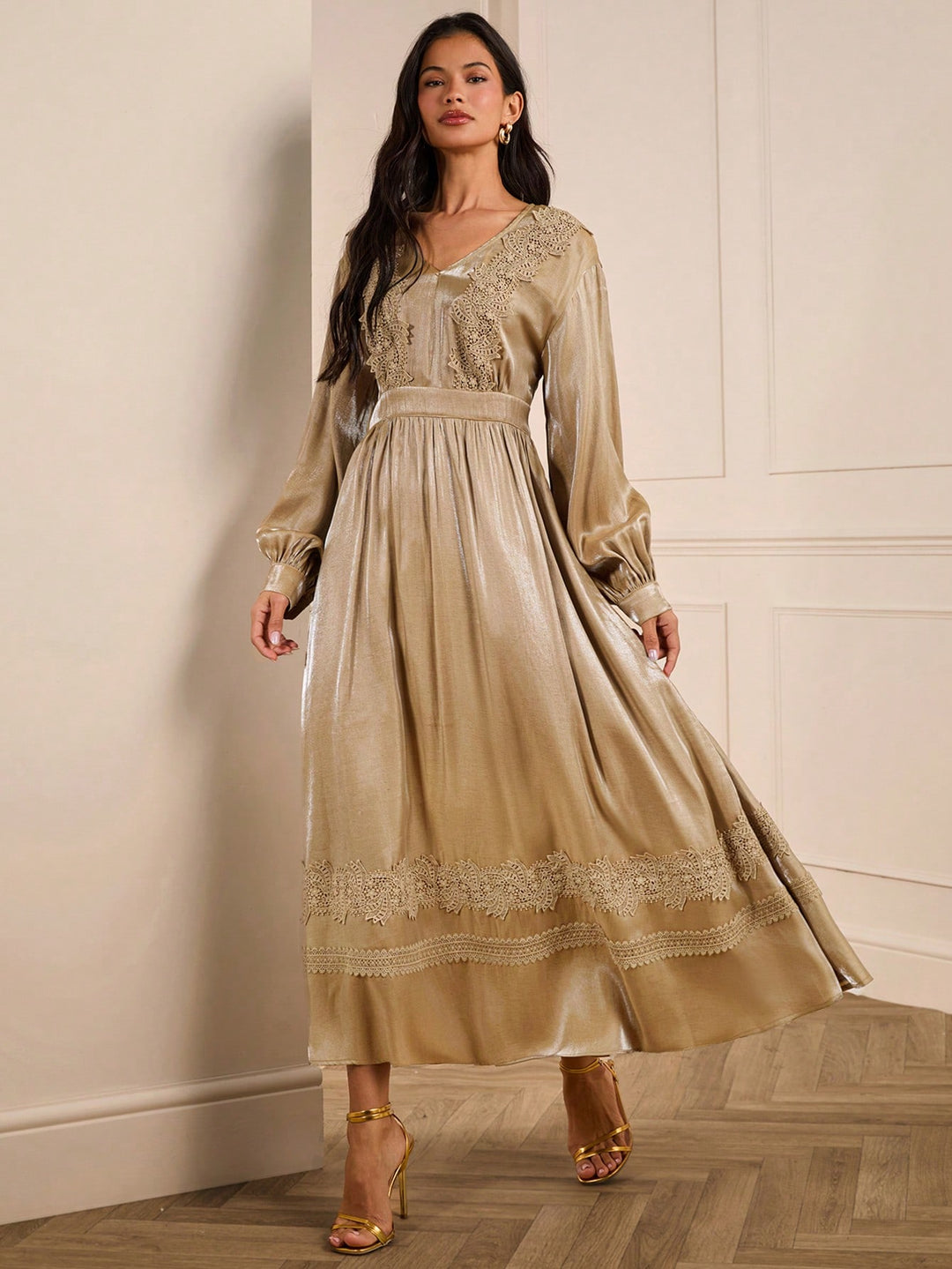 SHEIN maxi ruha, khaki