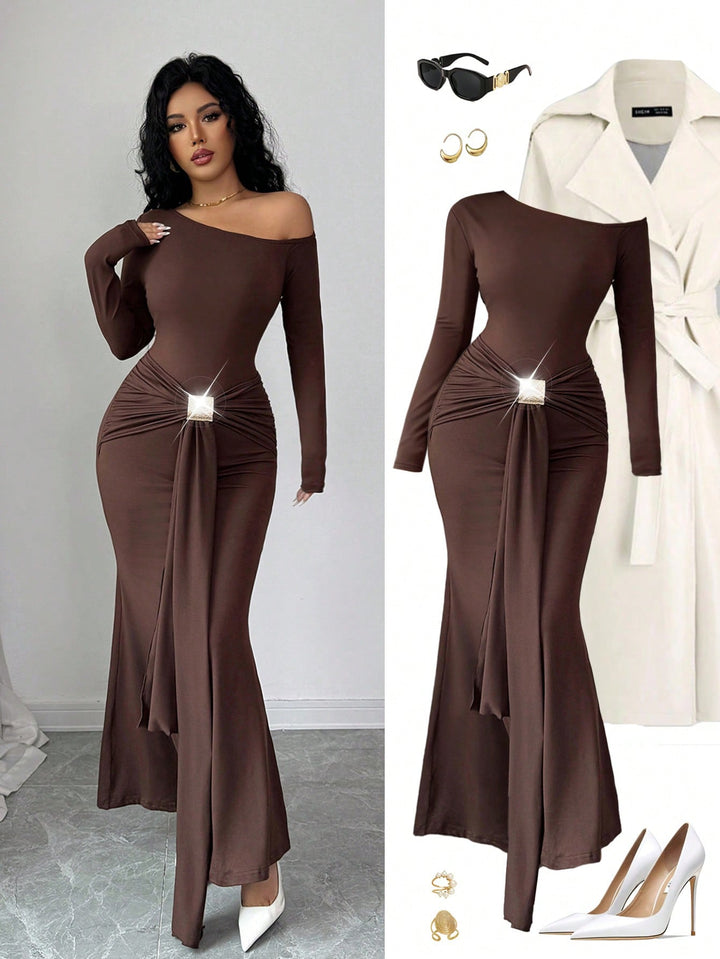 Rochie maxi SHEIN, maro
