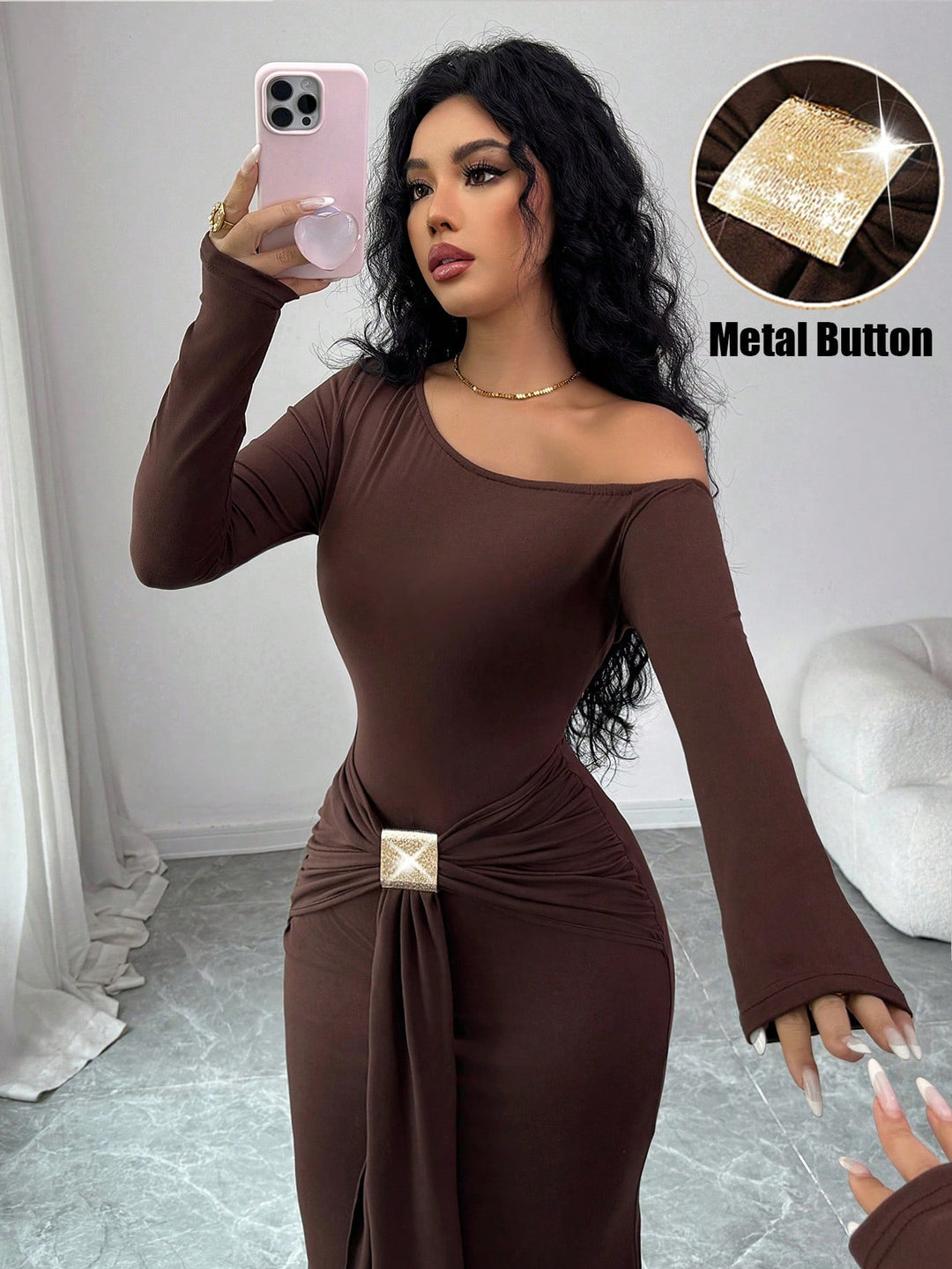 Rochie maxi SHEIN, maro