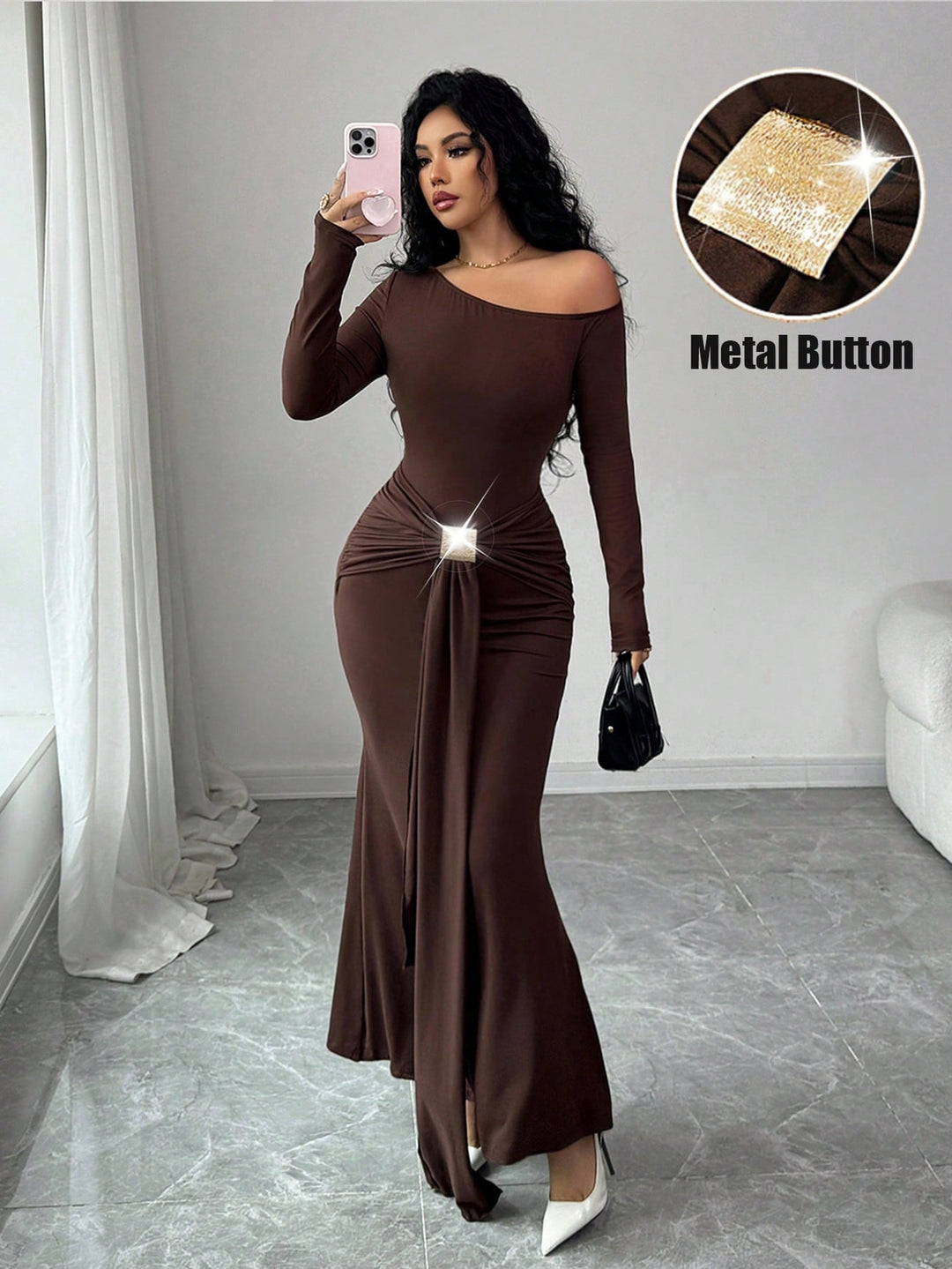 Rochie maxi SHEIN, maro
